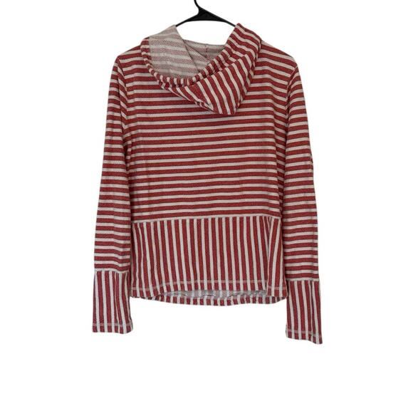 J. Crew Flip-Striped Sweatshirt Size L Red White Cotton Preppy Beach Coastal - Picture 2 of 10